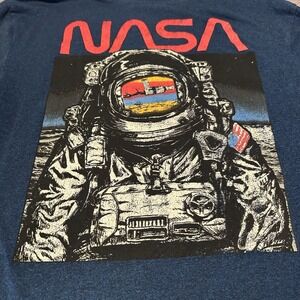 NASA Shirt Mens Small S Blue Red‎ Fifth Sun Astronaut Space Shuttle Long Sleeve